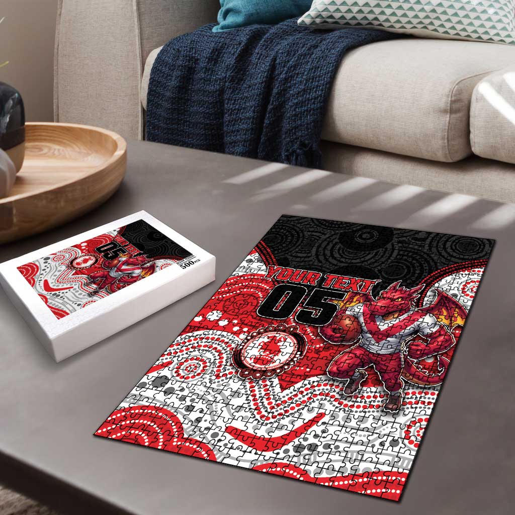 Custom Dragons Puzzle Warrior Mascot With Aboriginal Indigenous