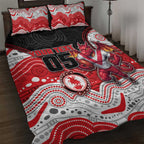 Custom Dragons Quilt Bed Set Warrior Mascot With Aboriginal Indigenous