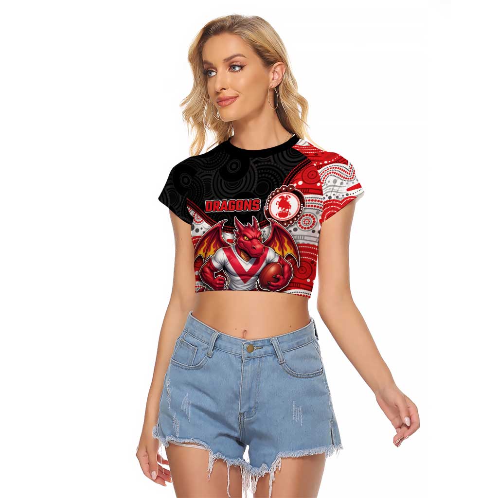Custom Dragons Raglan Cropped T Shirt Warrior Mascot With Aboriginal Indigenous