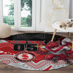 Custom Dragons Round Carpet Warrior Mascot With Aboriginal Indigenous