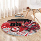 Custom Dragons Round Carpet Warrior Mascot With Aboriginal Indigenous