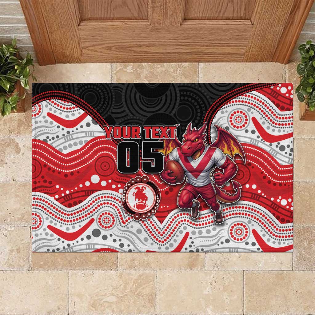 Custom Dragons Rubber Doormat Warrior Mascot With Aboriginal Indigenous