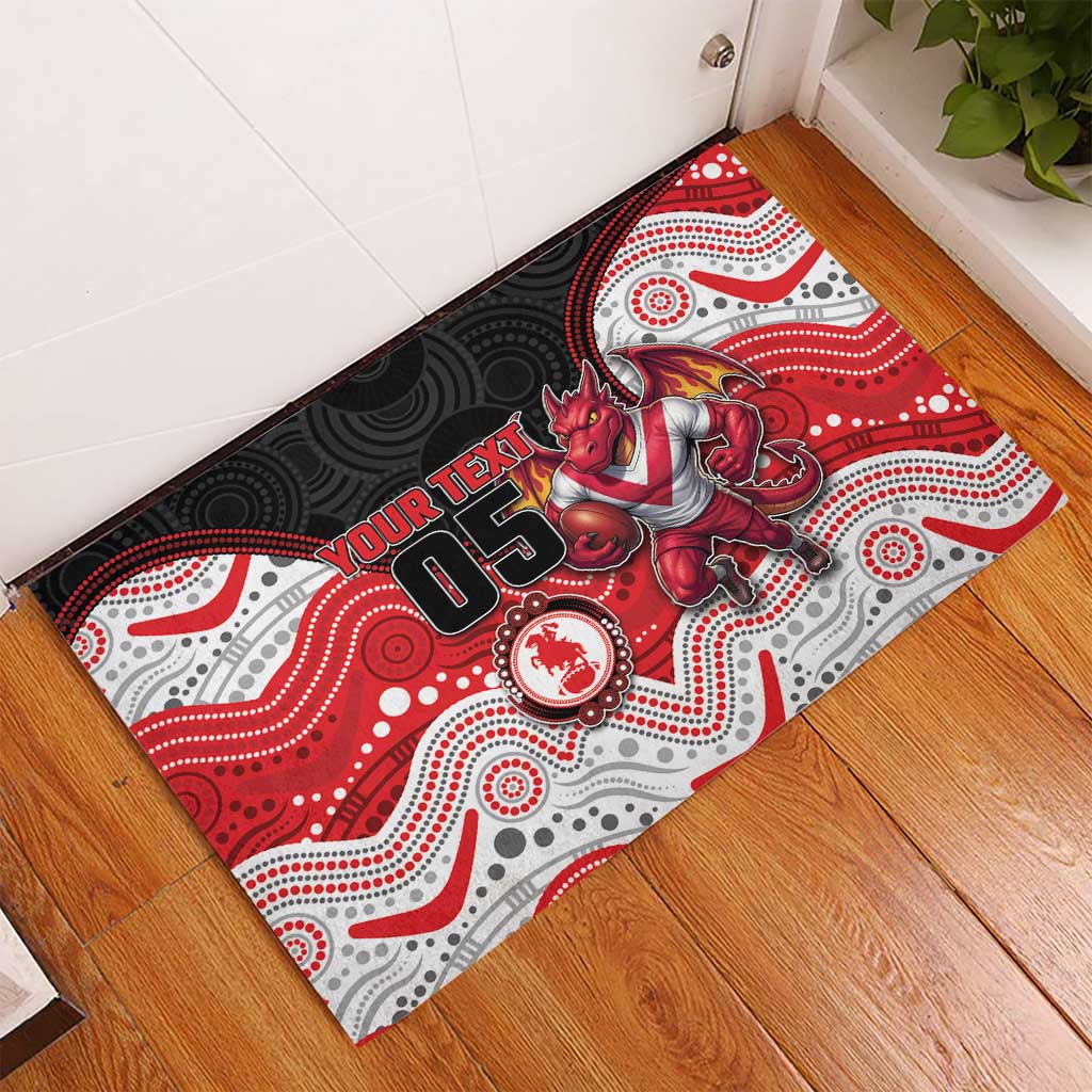 Custom Dragons Rubber Doormat Warrior Mascot With Aboriginal Indigenous