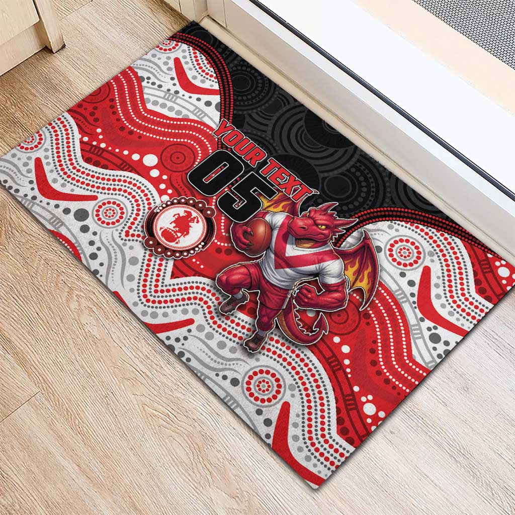 Custom Dragons Rubber Doormat Warrior Mascot With Aboriginal Indigenous