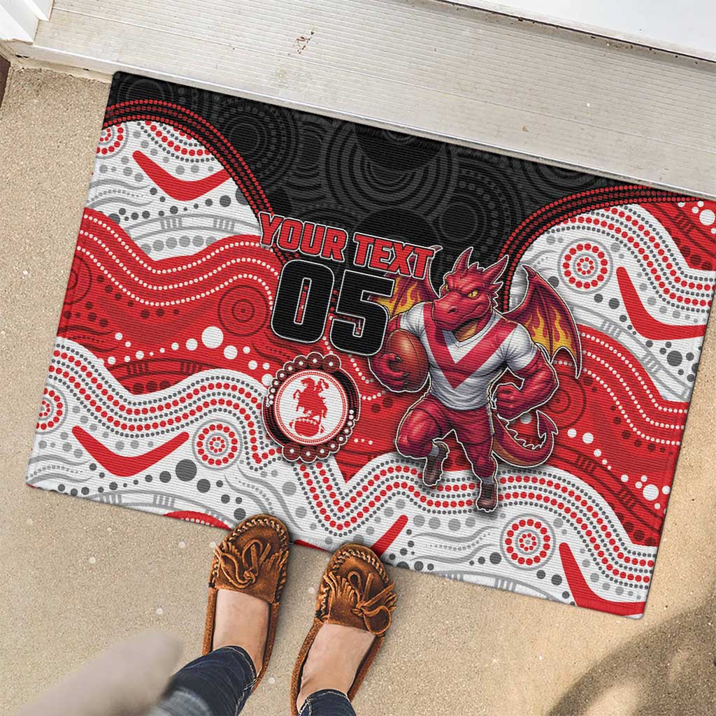 Custom Dragons Rubber Doormat Warrior Mascot With Aboriginal Indigenous