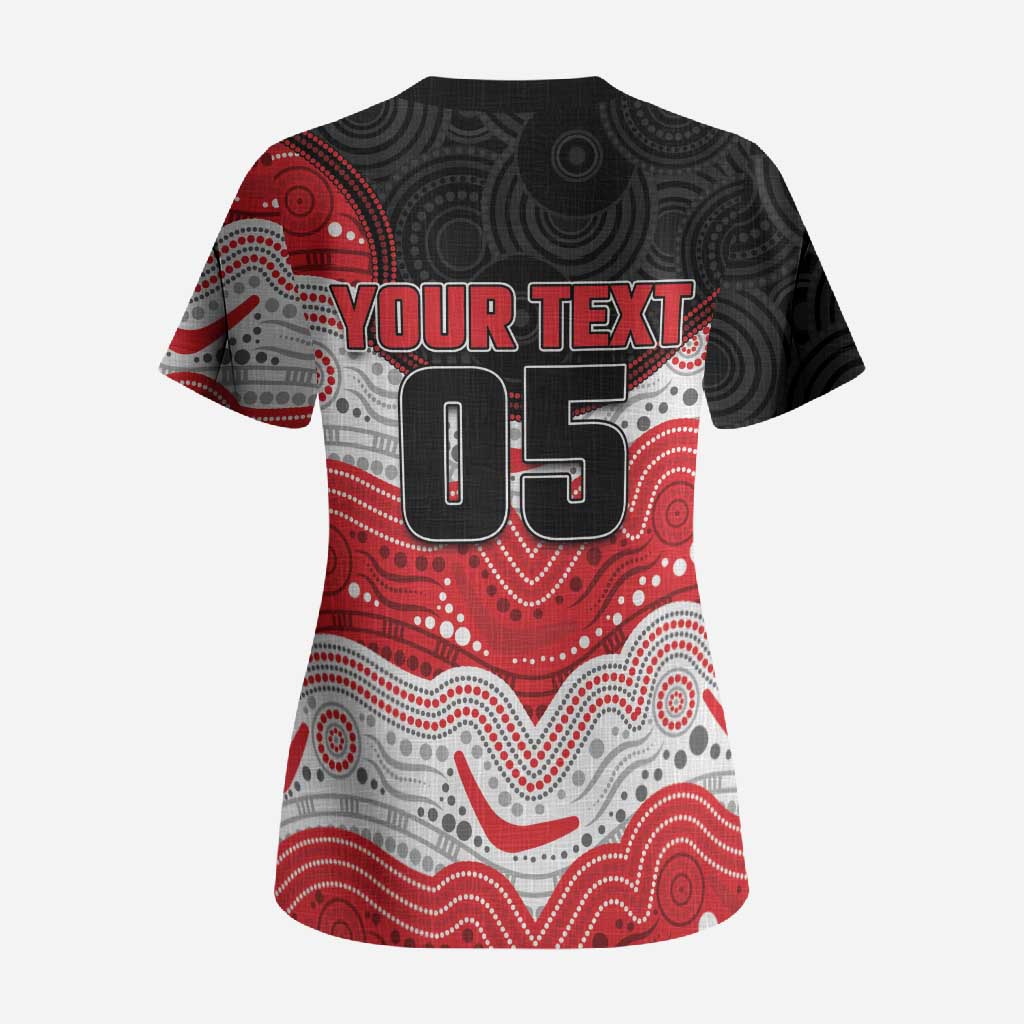 Custom Dragons Scrub Top Warrior Mascot With Aboriginal Indigenous