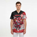 Custom Dragons Scrub Top Warrior Mascot With Aboriginal Indigenous