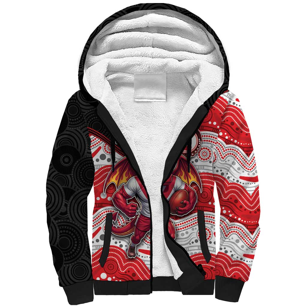 Custom Dragons Sherpa Hoodie Warrior Mascot With Aboriginal Indigenous