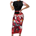 Custom Dragons Short Sleeve Bodycon Dress Warrior Mascot With Aboriginal Indigenous