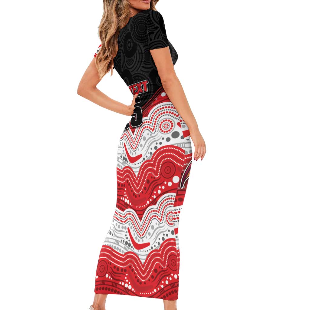 Custom Dragons Short Sleeve Bodycon Dress Warrior Mascot With Aboriginal Indigenous