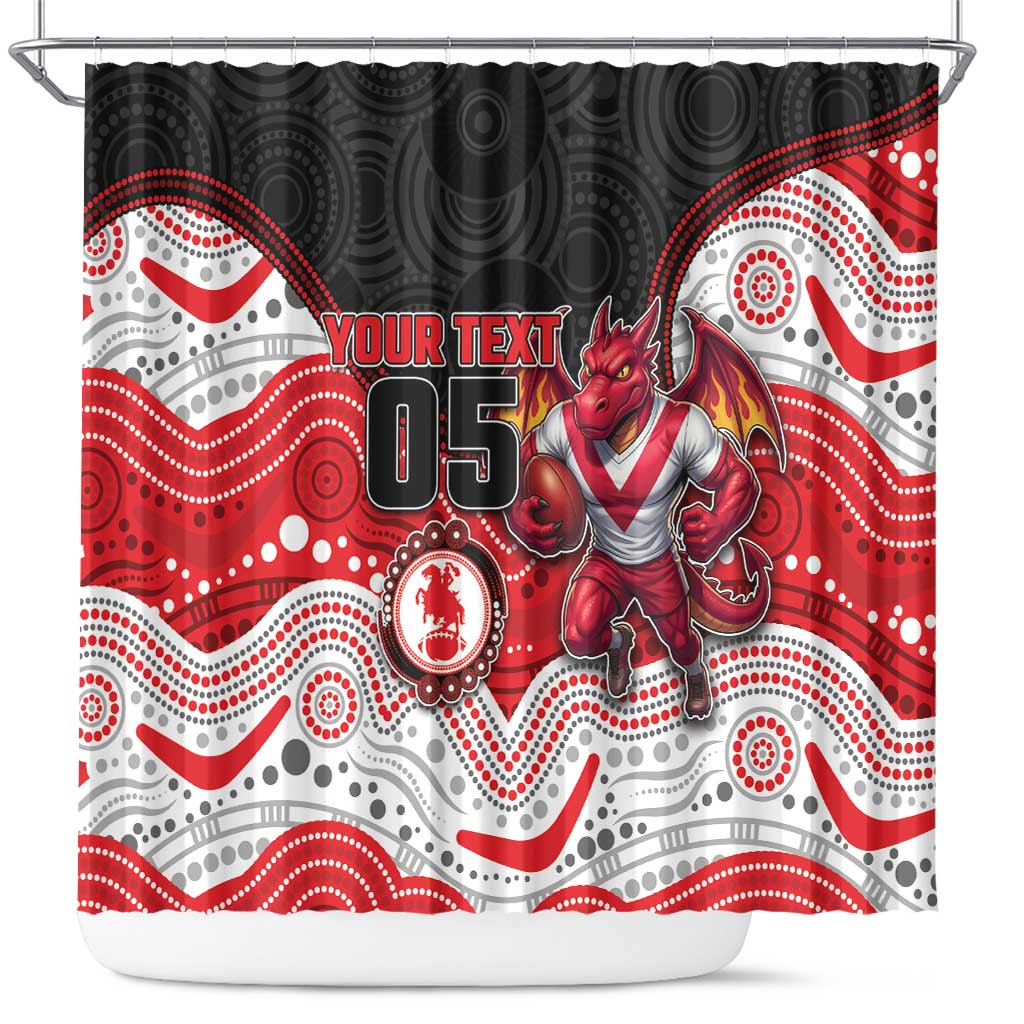 Custom Dragons Shower Curtain Warrior Mascot With Aboriginal Indigenous