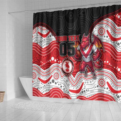 Custom Dragons Shower Curtain Warrior Mascot With Aboriginal Indigenous