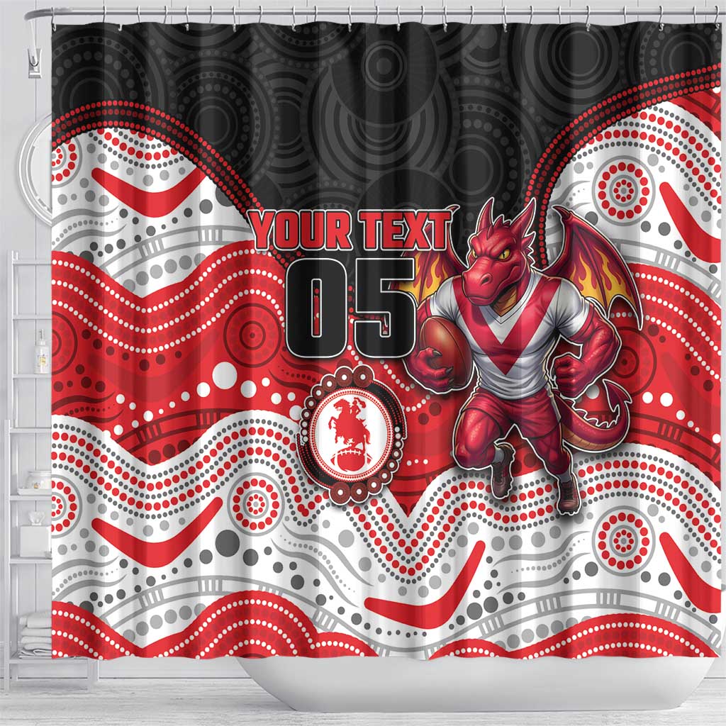Custom Dragons Shower Curtain Warrior Mascot With Aboriginal Indigenous
