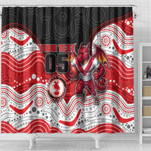 Custom Dragons Shower Curtain Warrior Mascot With Aboriginal Indigenous
