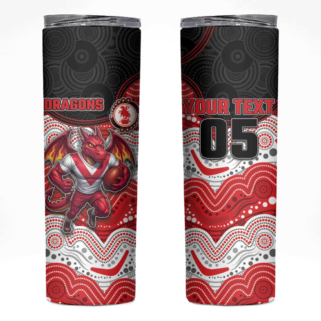 Custom Dragons Skinny Tumbler Warrior Mascot With Aboriginal Indigenous