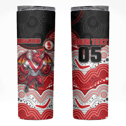 Custom Dragons Skinny Tumbler Warrior Mascot With Aboriginal Indigenous
