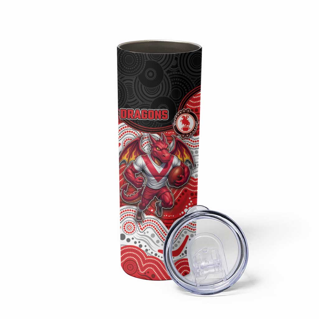 Custom Dragons Skinny Tumbler Warrior Mascot With Aboriginal Indigenous