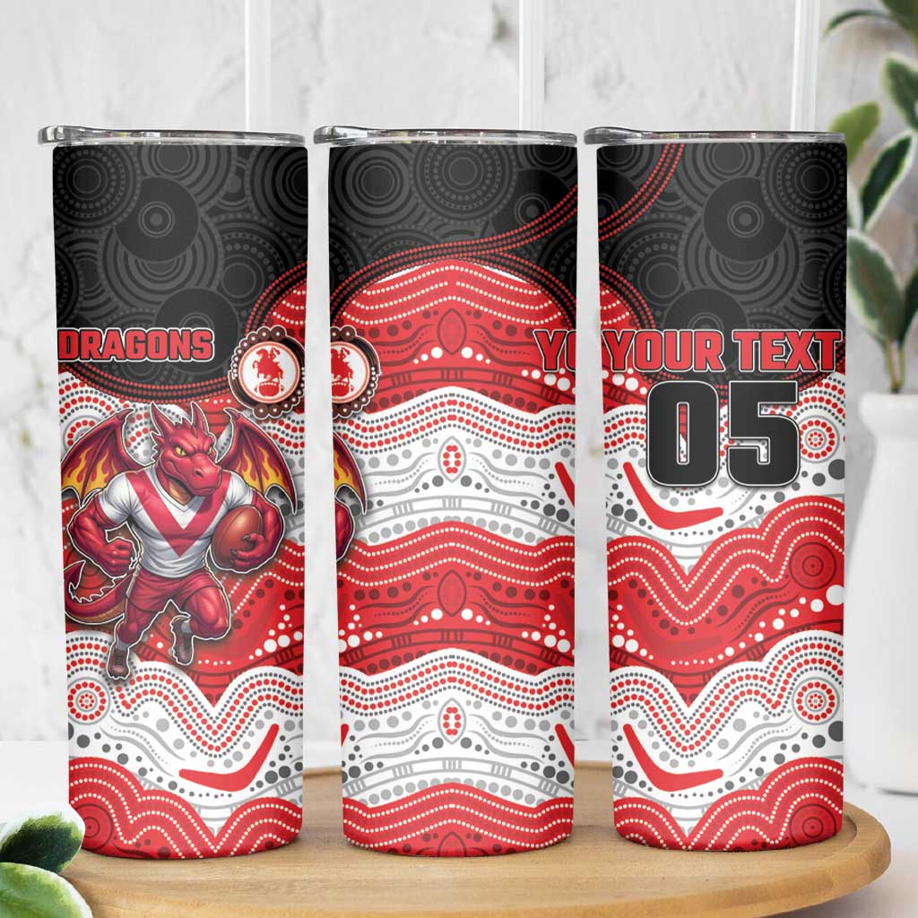 Custom Dragons Skinny Tumbler Warrior Mascot With Aboriginal Indigenous