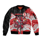 Custom Dragons Sleeve Zip Bomber Jacket Warrior Mascot With Aboriginal Indigenous