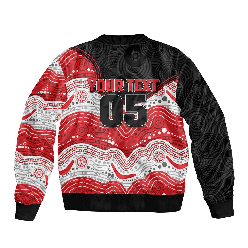 Custom Dragons Sleeve Zip Bomber Jacket Warrior Mascot With Aboriginal Indigenous