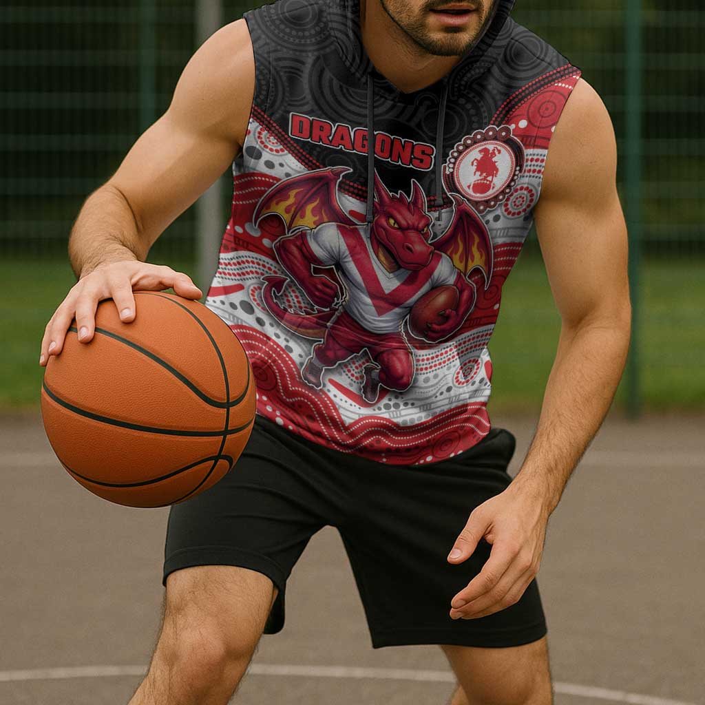 Custom Dragons Sleeveless Hoodie Warrior Mascot With Aboriginal Indigenous