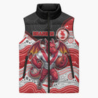 Custom Dragons Sleeveless Puffer Jacket Warrior Mascot With Aboriginal Indigenous