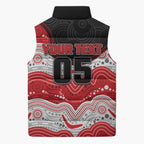 Custom Dragons Sleeveless Puffer Jacket Warrior Mascot With Aboriginal Indigenous