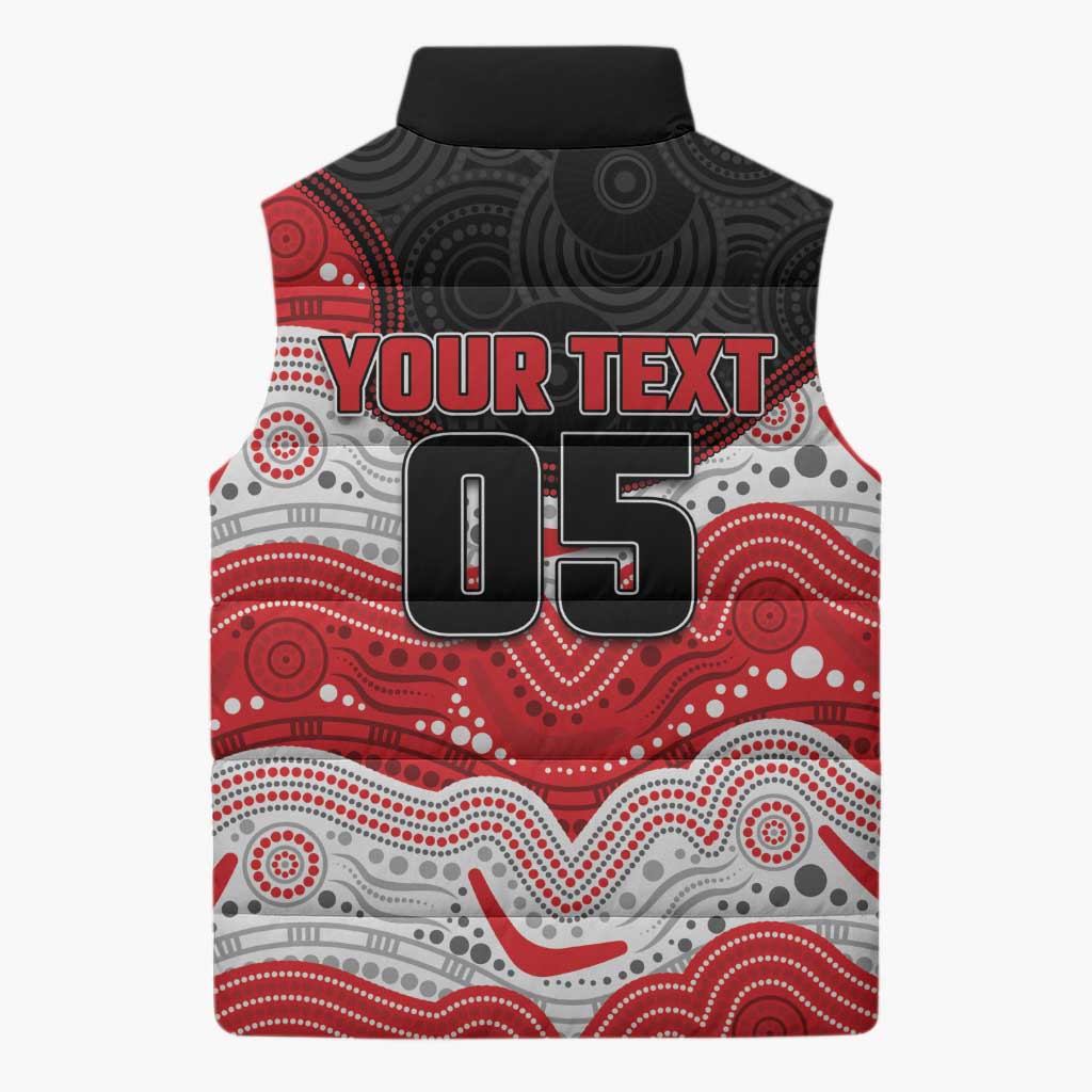 Custom Dragons Sleeveless Puffer Jacket Warrior Mascot With Aboriginal Indigenous