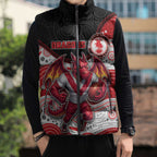 Custom Dragons Sleeveless Puffer Jacket Warrior Mascot With Aboriginal Indigenous