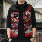 Custom Dragons Sleeveless Puffer Jacket Warrior Mascot With Aboriginal Indigenous