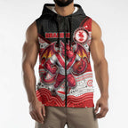 Custom Dragons Sleeveless Zip Hoodie Warrior Mascot With Aboriginal Indigenous