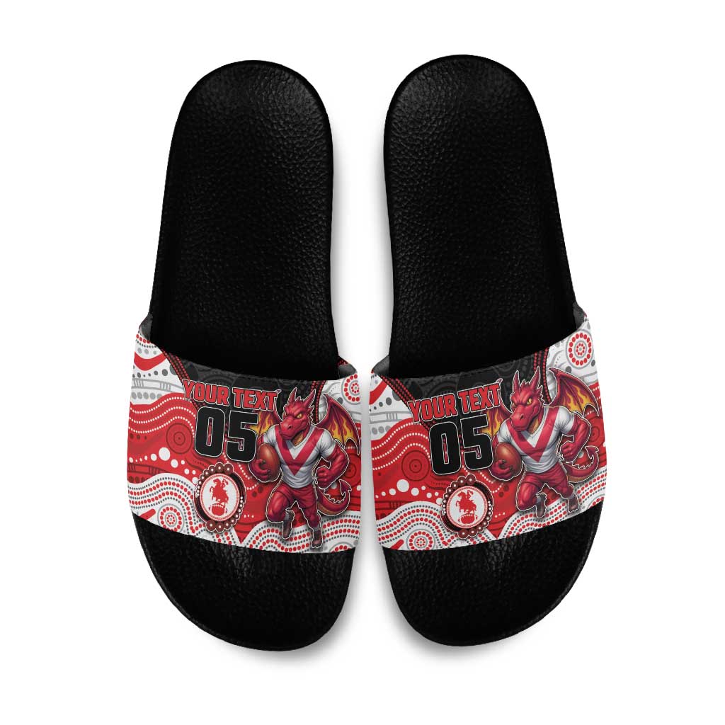 Custom Dragons Slide Sandals Warrior Mascot With Aboriginal Indigenous