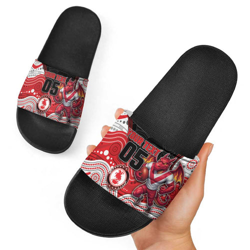 Custom Dragons Slide Sandals Warrior Mascot With Aboriginal Indigenous