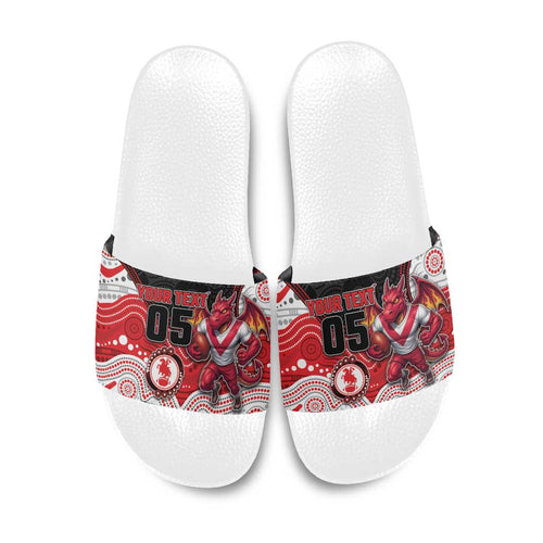 Custom Dragons Slide Sandals Warrior Mascot With Aboriginal Indigenous