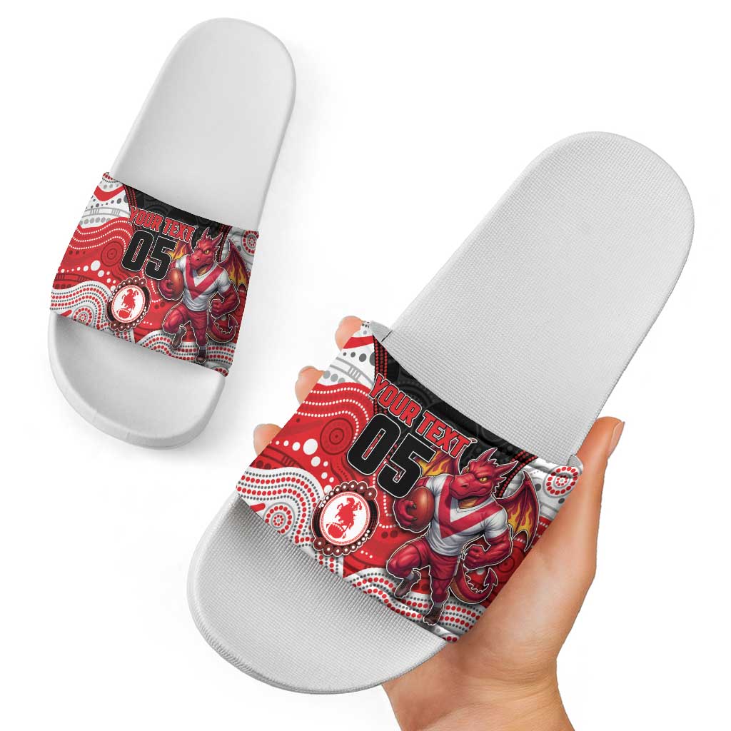 Custom Dragons Slide Sandals Warrior Mascot With Aboriginal Indigenous