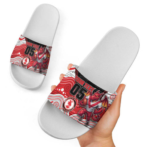 Custom Dragons Slide Sandals Warrior Mascot With Aboriginal Indigenous