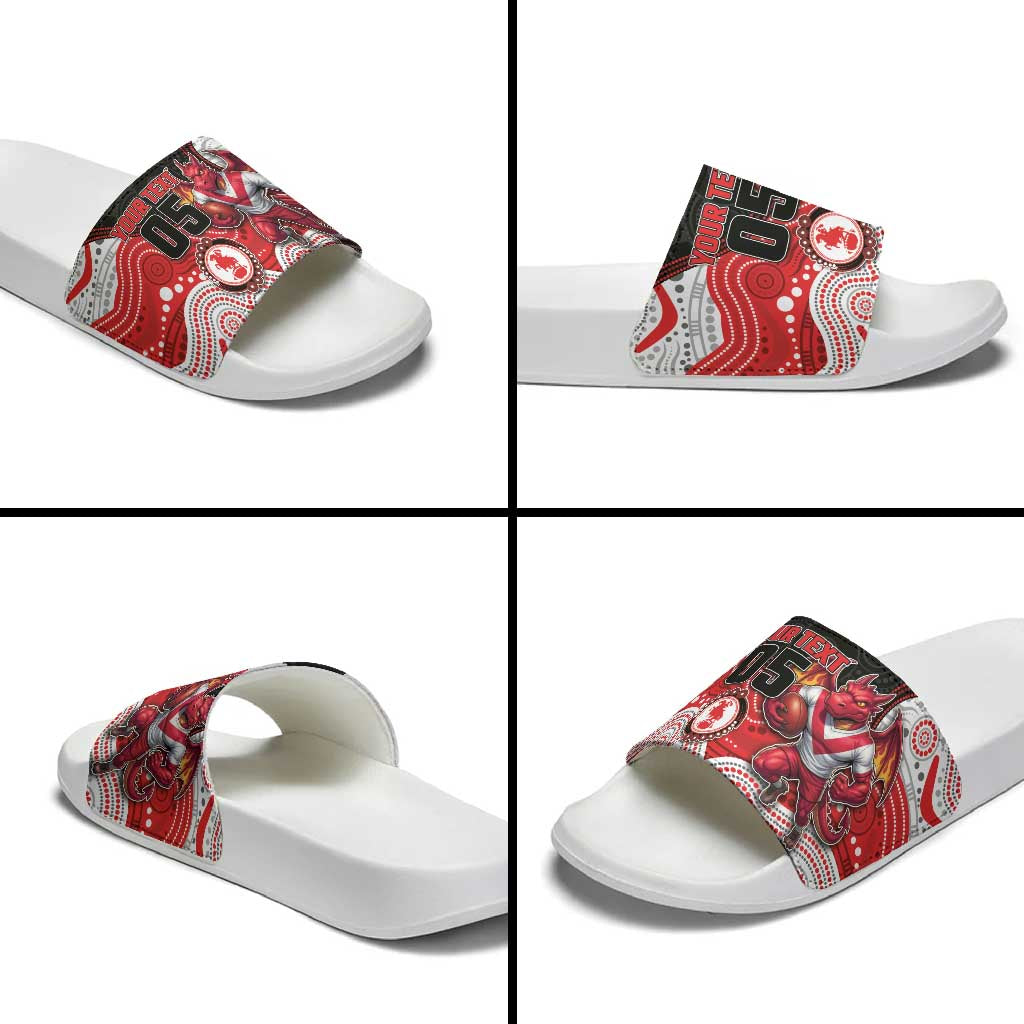 Custom Dragons Slide Sandals Warrior Mascot With Aboriginal Indigenous