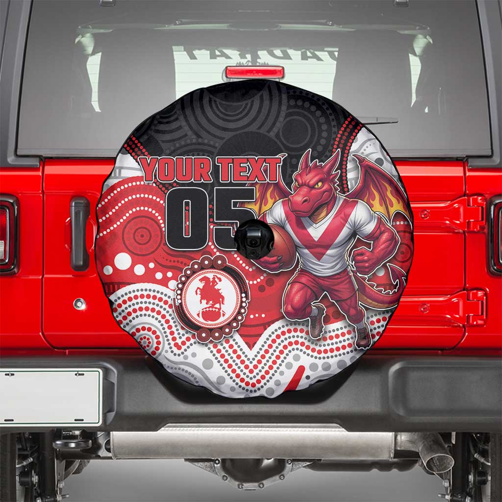 Custom Dragons Spare Tire Cover Warrior Mascot With Aboriginal Indigenous