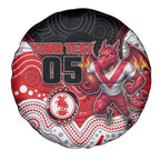 Custom Dragons Spare Tire Cover Warrior Mascot With Aboriginal Indigenous