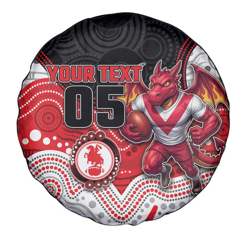 Custom Dragons Spare Tire Cover Warrior Mascot With Aboriginal Indigenous
