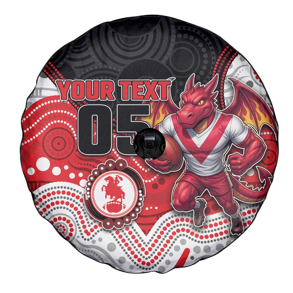 Custom Dragons Spare Tire Cover Warrior Mascot With Aboriginal Indigenous