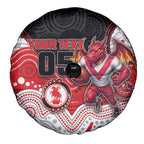 Custom Dragons Spare Tire Cover Warrior Mascot With Aboriginal Indigenous