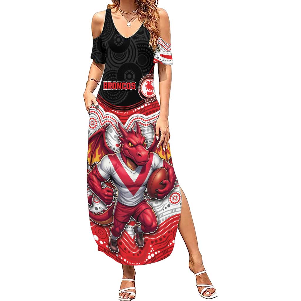 Custom Dragons Summer Maxi Dress Warrior Mascot With Aboriginal Indigenous