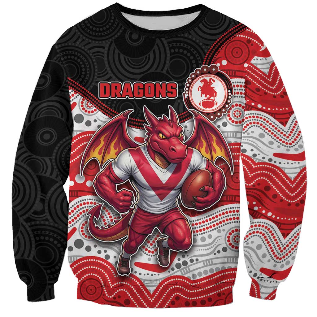 Custom Dragons Sweatshirt Warrior Mascot With Aboriginal Indigenous