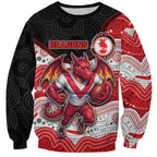 Custom Dragons Sweatshirt Warrior Mascot With Aboriginal Indigenous
