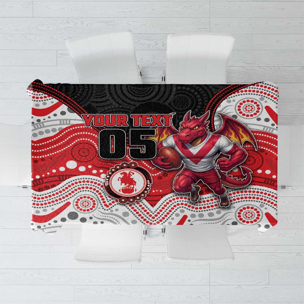 Custom Dragons Tablecloth Warrior Mascot With Aboriginal Indigenous