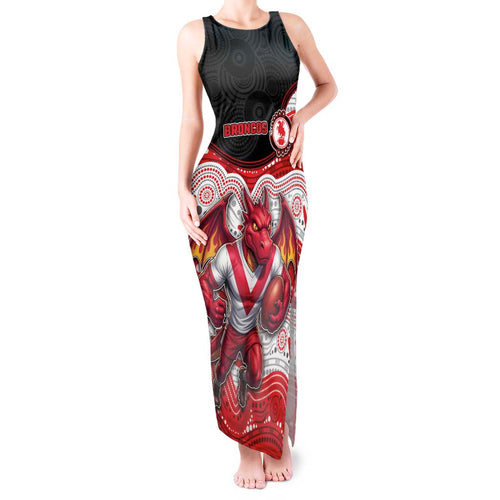 Custom Dragons Tank Maxi Dress Warrior Mascot With Aboriginal Indigenous
