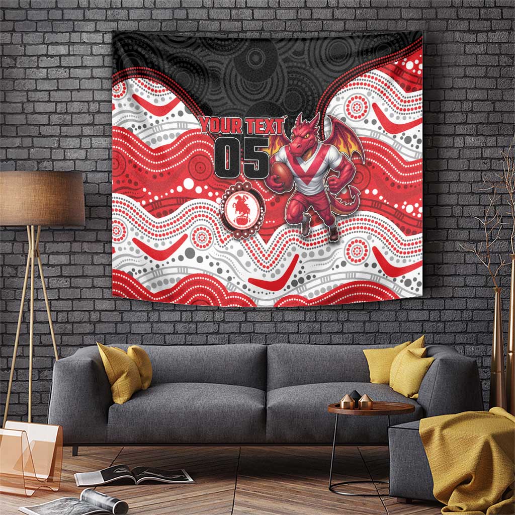 Custom Dragons Tapestry Warrior Mascot With Aboriginal Indigenous