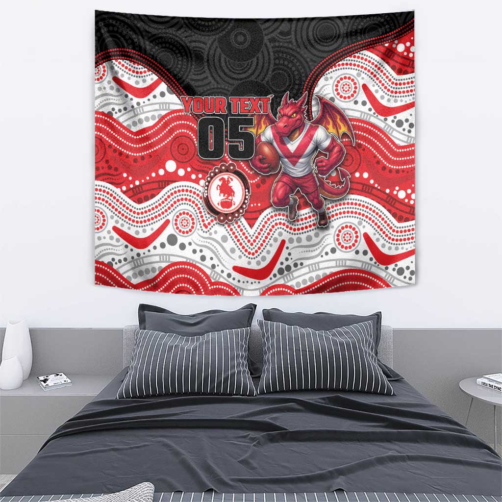 Custom Dragons Tapestry Warrior Mascot With Aboriginal Indigenous
