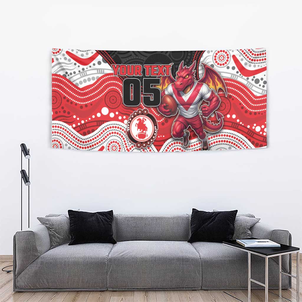 Custom Dragons Tapestry Warrior Mascot With Aboriginal Indigenous